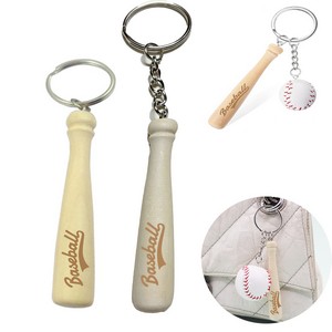 Wooden Mini Baseball Bat Keychain