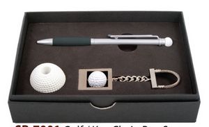 3D Golf Metal Pen Chain Set w / Stand