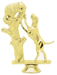 5" Gold Plastic Coonhound in Tree Trophy Figure