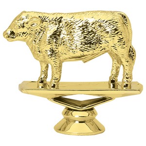 3 1/4" Gold Plastic Hereford Cow Trophy Figure