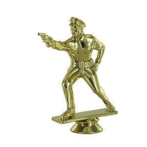4 3/4" Gold Plastic Male Police Pistol Shooter