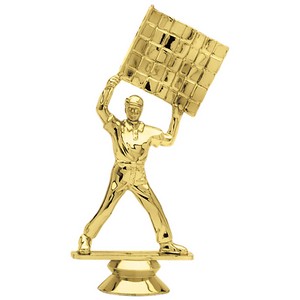 5" Gold Plastic Auto Racing Flagmen Figure