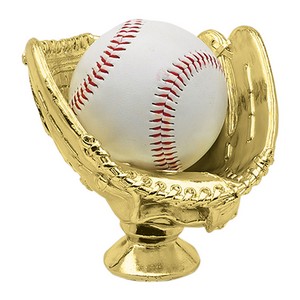 4 1/4" Gold Plastic Baseball Glove Trophy Figure/Holder