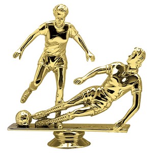 4 1/2" Gold Plastic Female Double Soccer Player Trophy Figure