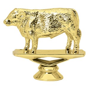 3 1/4" Gold Plastic Hereford Steer Trophy Figure