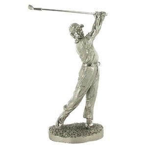9 1/2" Large Silver Golfer Male Trophy Figure
