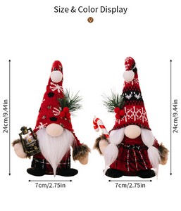 Christmas Rudolph Plush Pom Knit Curved Hat Gnome Figurine