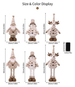 Extendable Doll Figurine Christmas Holiday Decor Santa Snowman Reindeer Stretchable Plush