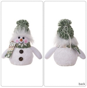 Christmas Decor Winter Snowman Figurine Green Knit Hat Doll with Lights - Image 3