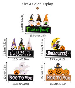 Halloween Gnome Pumpkin Wooden Figurine Ghost Tabletop Decor for Holiday Ambiance