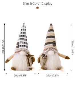 Light Up Coffee Gnome Faceless Doll Figurine Glowing Elf Rudolph Plush Home Decor