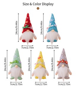 Christmas Colorful Wreath Gnome Figurine Santa Rudolph Knitted Plush Doll Decoration