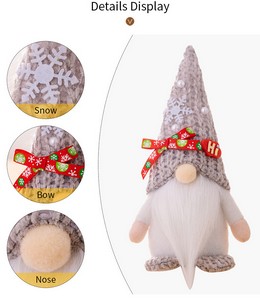 Christmas Colorful Wreath Gnome Figurine Santa Rudolph Knitted Plush Doll Decoration - Image 2