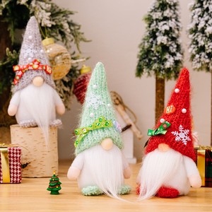 Christmas Colorful Wreath Gnome Figurine Santa Rudolph Knitted Plush Doll Decoration - Image 4
