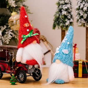 Christmas Colorful Wreath Gnome Figurine Santa Rudolph Knitted Plush Doll Decoration - Image 5