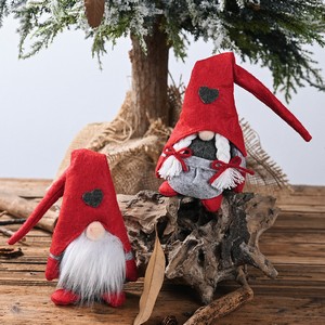 Christmas Forest Gnome Heart Standing Mini Doll Decor Faceless Plush Figurine