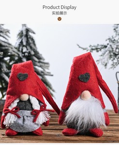 Christmas Forest Gnome Heart Standing Mini Doll Decor Faceless Plush Figurine - Image 3