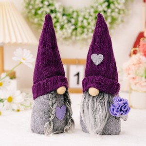 Christmas Purple Knitted Hat Gnome Doll Figurine Faceless Doll Spring and Autumn Decor - Image 2
