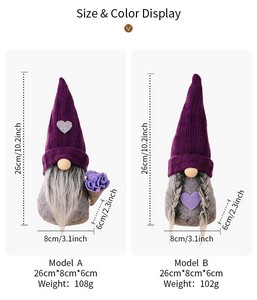 Christmas Purple Knitted Hat Gnome Doll Figurine Faceless Doll Spring and Autumn Decor
