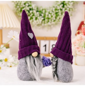 Christmas Purple Knitted Hat Gnome Doll Figurine Faceless Doll Spring and Autumn Decor - Image 5