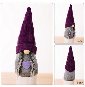 Christmas Purple Knitted Hat Gnome Doll Figurine Faceless Doll Spring and Autumn Decor - Image 4