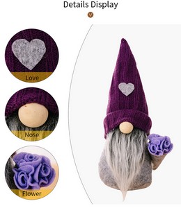 Christmas Purple Knitted Hat Gnome Doll Figurine Faceless Doll Spring and Autumn Decor - Image 3