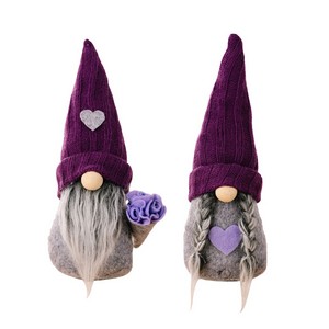 Christmas Purple Knitted Hat Gnome Doll Figurine Faceless Doll Spring and Autumn Decor - Image 6