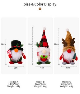 Christmas Decoration Plaid Hat Forest Gnome Figurine Antler Rudolph Mini Doll