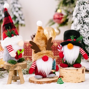 Christmas Decoration Plaid Hat Forest Gnome Figurine Antler Rudolph Mini Doll - Image 2