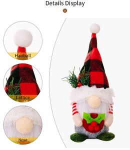 Christmas Decoration Plaid Hat Forest Gnome Figurine Antler Rudolph Mini Doll - Image 3