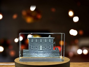 Levi Coffin House 3D Engraved Crystal Recognition Trophy Award with Free LED Illumination Base - Image 6