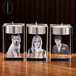Personalized 3D Photo Engraved Crystal Candelabra