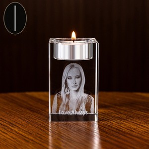 Personalized 3D Photo Engraved Crystal Candelabra - Image 2