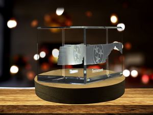 Tennessee 3D Engraved Crystal Keepsake With LED Base - Unique Recognition Trophy Decor - Image 2