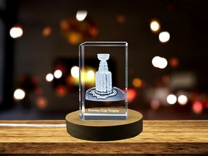 Stanley Cup Recognition 3D Engraved Crystal Trophy with Free LED Base Light - Perfect Gift for