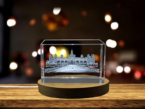 Mysore Palace Trophy Award Recognition | Exquisite 3D Crystal Sculpture with LED Base Light