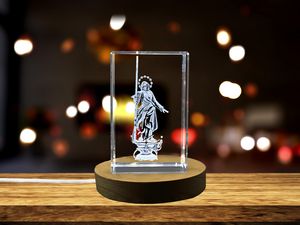 Madonna Statue Sculptural Unique 3D Engraved Crystal Gift