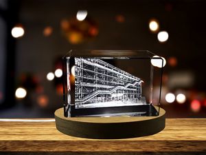 Le Centre Pompidou 3D Engraved Crystal Keepsake Recognition Award - Exquisite Architectural Souvenir