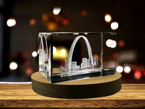 The Gateway Arch 3D Engraved Crystal Keepsake Souvenir