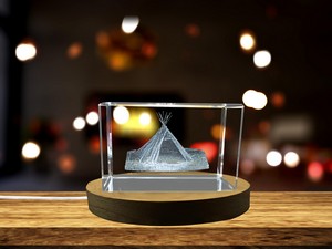 Tipi 3D Engraved Native American Culture Crystal Gift