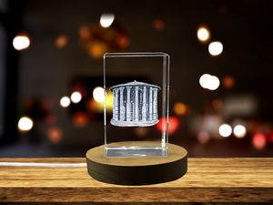 Temple Of Hercules Victor Crystal Trophy Award Recognition With LED Base - 3D Engraved Roman