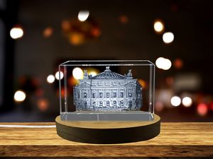 Opéra Garnier 3D Engraved Crystal Trophy Award - LED Base Recognition for Architecture Lovers