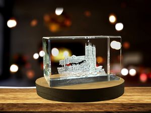 Westminster Abbey 3D Engraved Crystal Trophy Award - LED Illuminated Recognition Keepsake