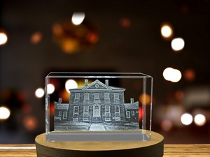 Montpelier Mansion 3D Engraved Crystal Trophy Award with LED Base - Recognition Gift for Collectors - Image 6