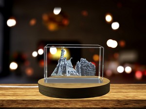 Bishop Castle 3D Engraved Crystal Trophy Award with LED Base - Recognition Gift for Any Occasion