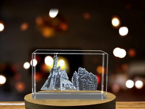 Bishop Castle 3D Engraved Crystal Trophy Award with LED Base - Recognition Gift for Any Occasion - Image 6