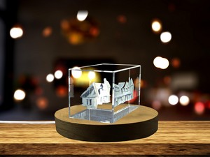 Castle In The Clouds 3D Engraved Crystal Trophy Award With LED Base Light - Recognition Gift - Image 5