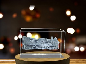 Castle In The Clouds 3D Engraved Crystal Trophy Award With LED Base Light - Recognition Gift - Image 6