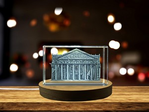 Teatro Degollado 3D Engraved Crystal Award Trophy | Recognition Piece with Free LED Base