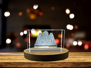 Civic Opera House 3D Engraved Crystal Trophy Award with Recognition & FREE LED Base
